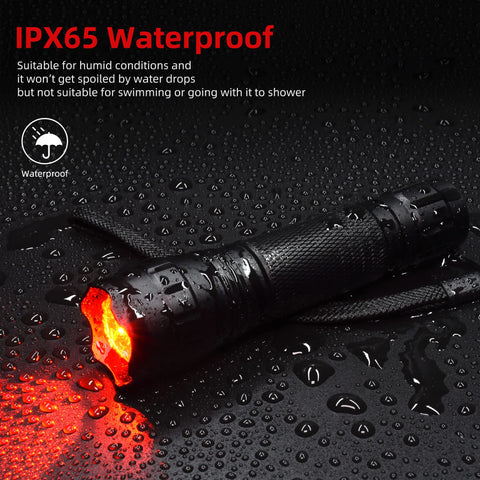 DARKBEAM red light flashlight rugged, durable body for outdoor adventures.