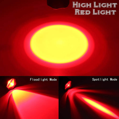 DARKBEAM red light flashlight extended lens for precise flood-to-spot focus.
