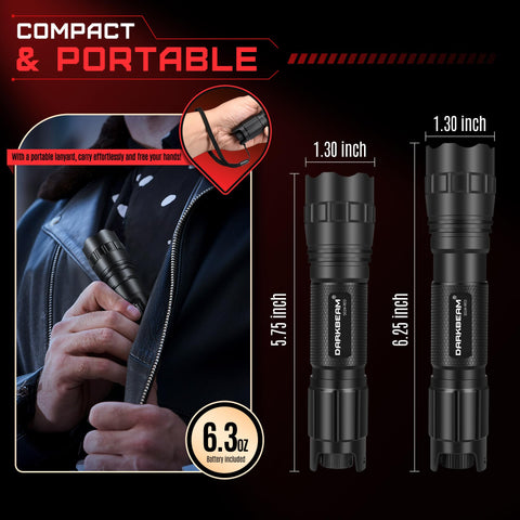 DARKBEAM red light flashlight USB charging setup with power bank availability.