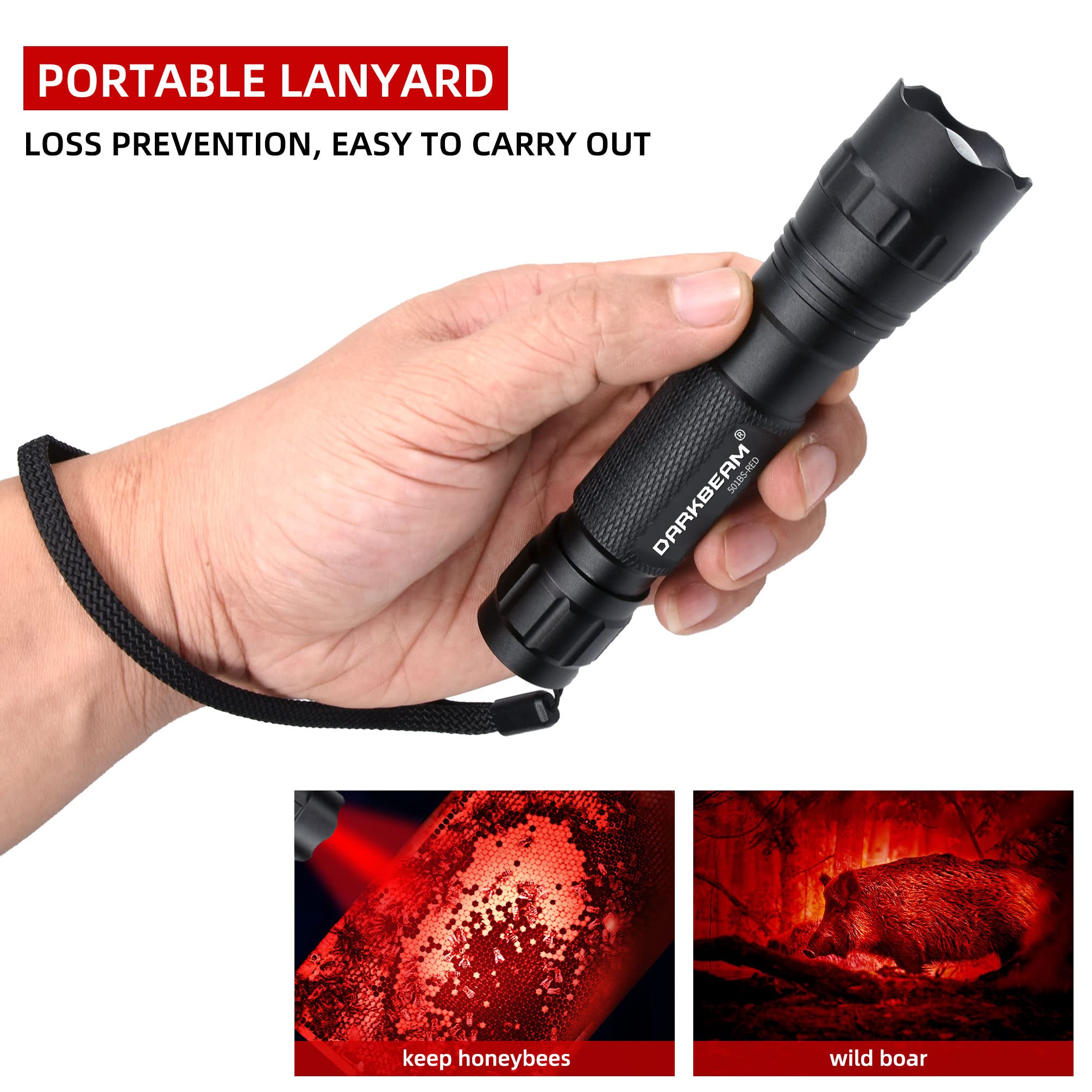 DARKBEAM red light flashlight used for wildlife-friendly night monitoring.