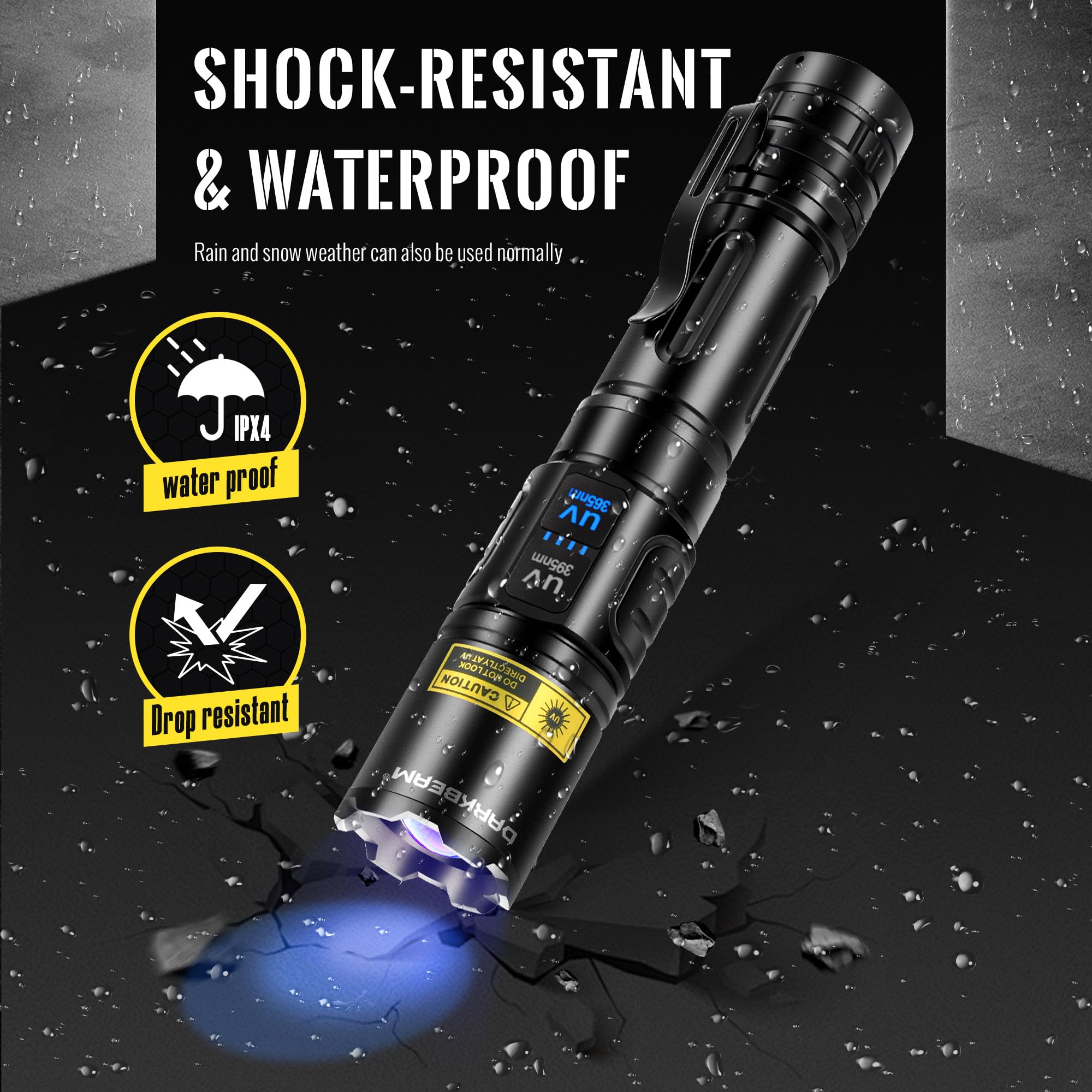 Darkbeam compact handheld size fits pockets and bags easily.