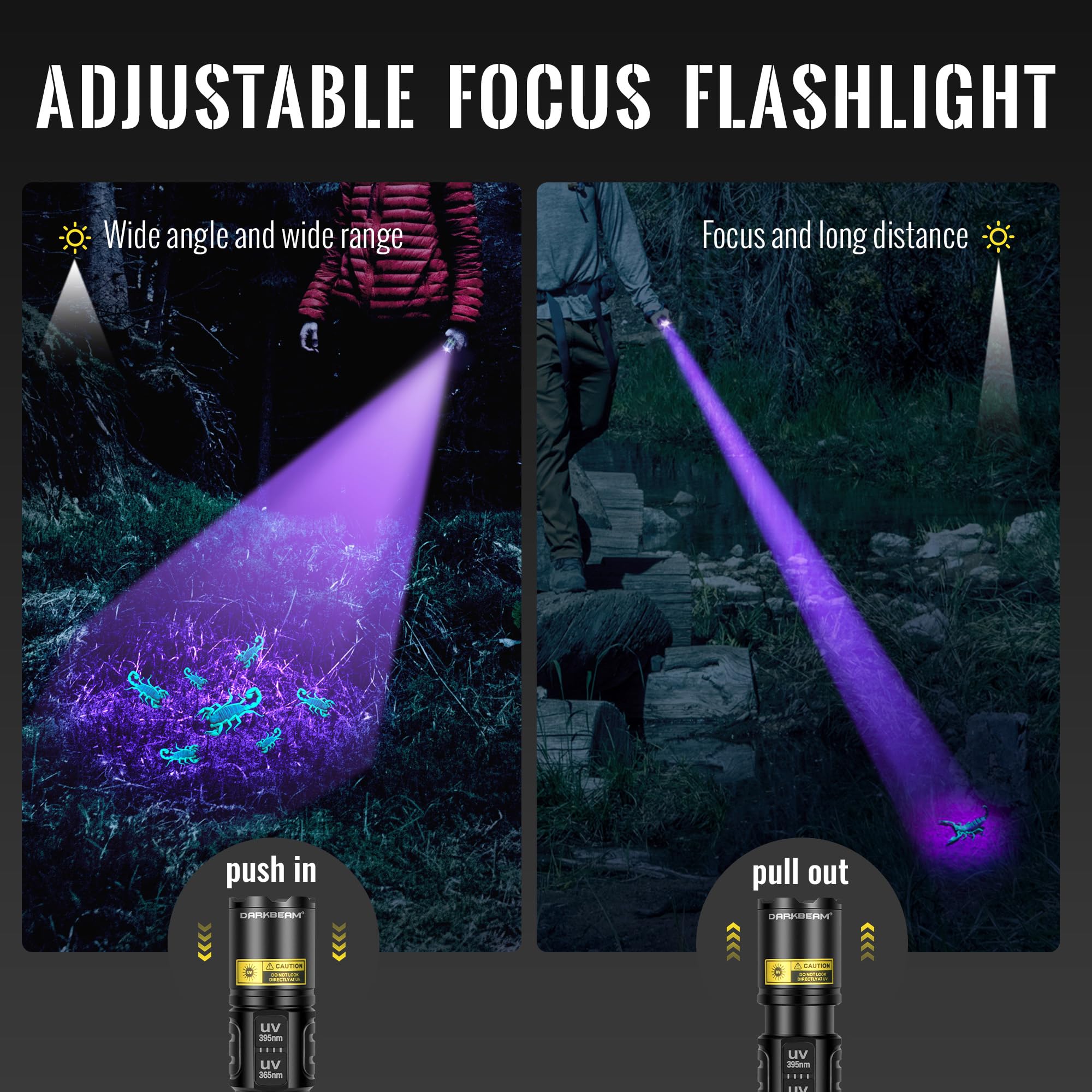 Darkbeam USB rechargeable power with long runtime and clear battery indicator.