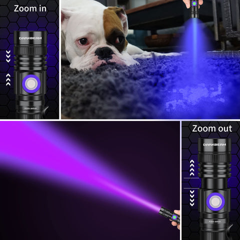 DARKBEAM USB rechargeable UV light with long-lasting power.