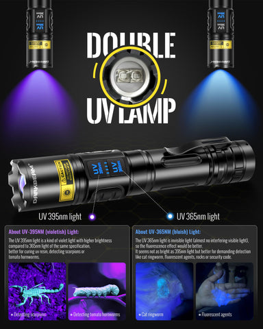 Darkbeam 365nm light reveals fluorescence under natural light.
