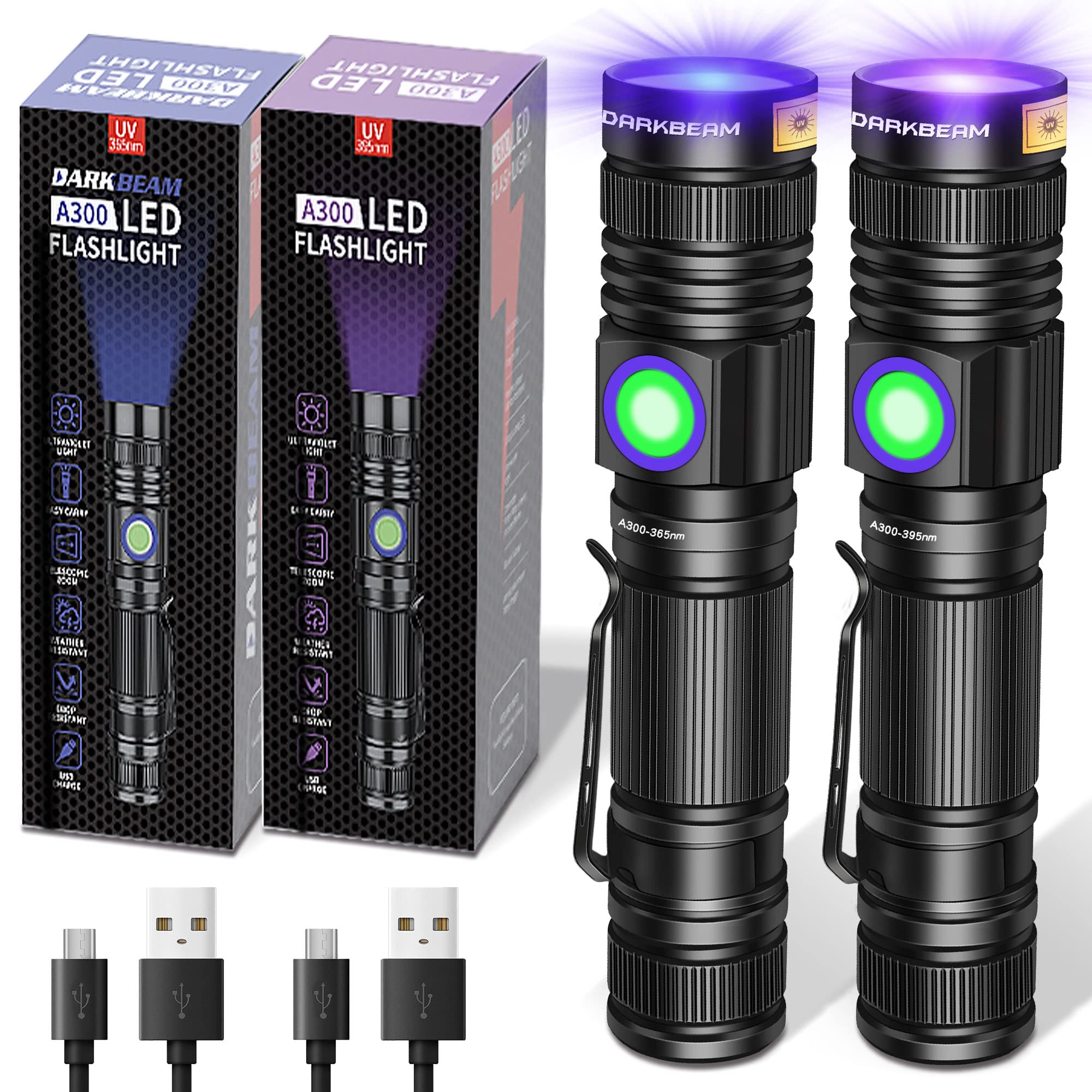 DARKBEAM UV flashlight 365nm for precise detection of fluorescence and hidden stains.