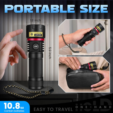 DARKBEAM UV flashlight infinitely adjustable brightness for flexible use