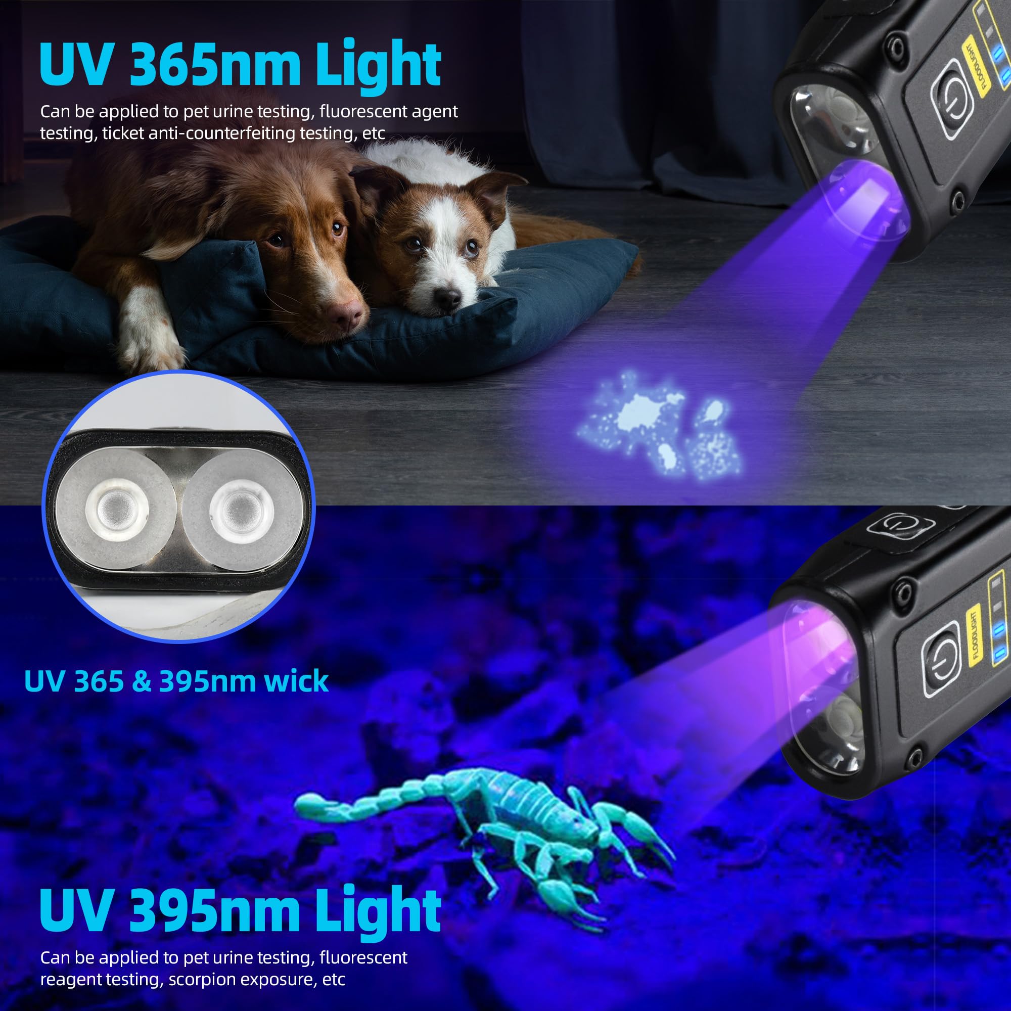 Darkbeam UV Flashlight with COB side light for versatile illumination
