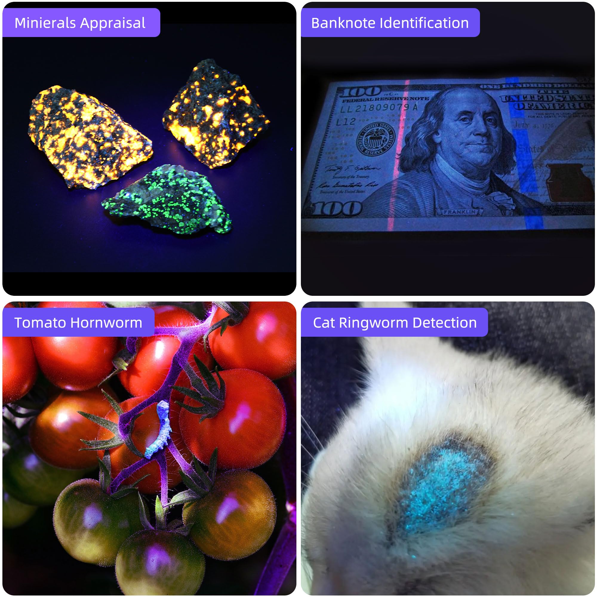 Darkbeam UV flashlight reveals glow paints and uranium glass easily