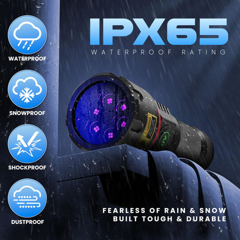 DARKBEAM UV flashlight IPX65 waterproof casing for rugged outdoor use