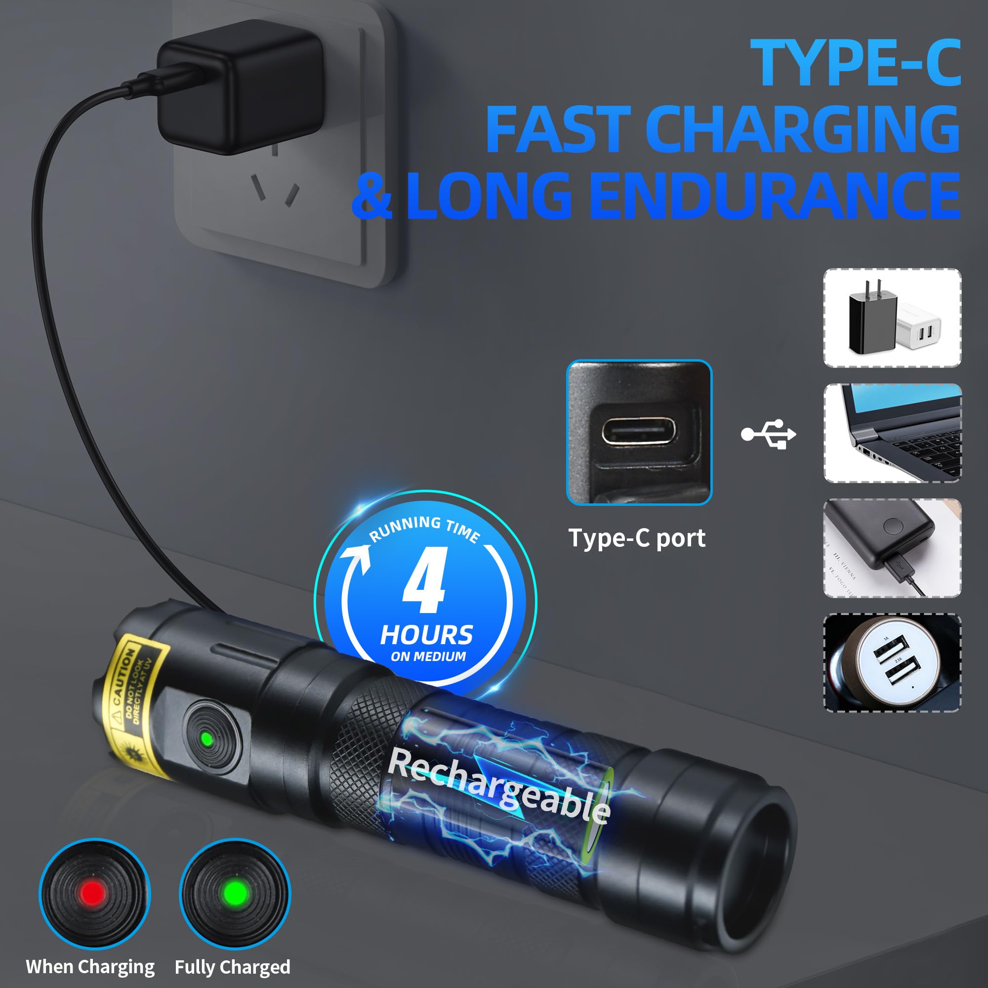 DARKDAWN three-LED UV lamp delivers high-intensity 365nm illumination.