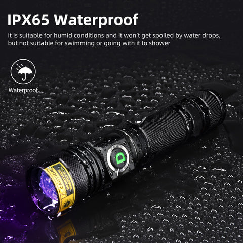 DARKDAWN UV Flashlight with portable clip fits belt or pocket.
