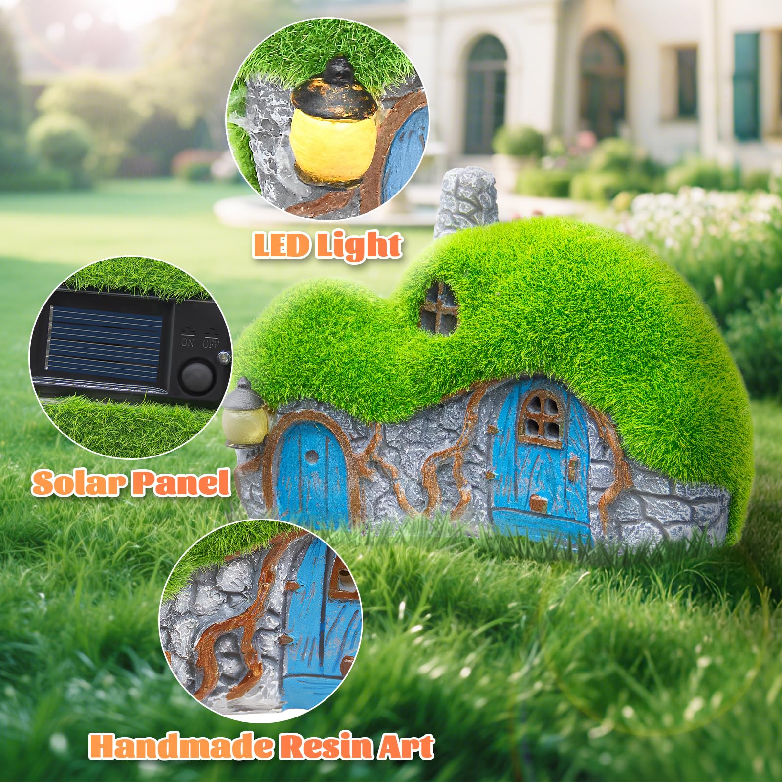 Darkdec handmade garden statue provides decorative lighting for walkways.
