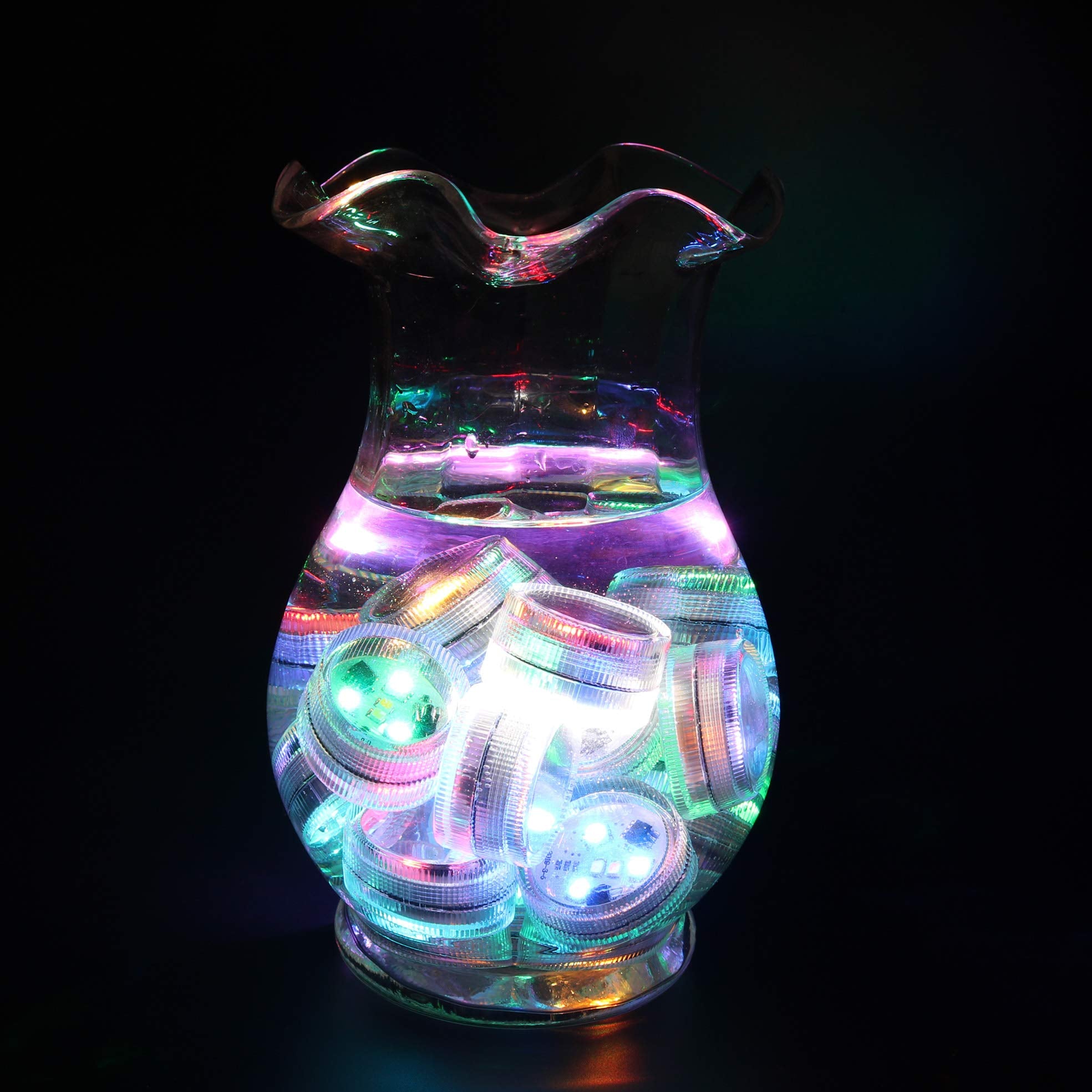 Darnio submersible lights are remote controlled for easy brightness and color changes.