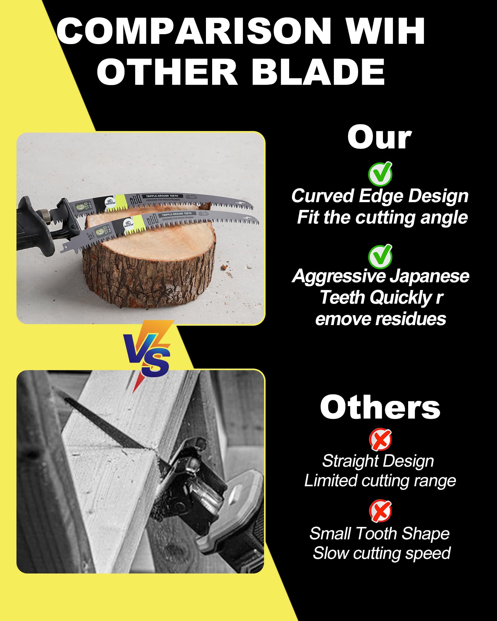 DARTOTEK 1.3mm thick body resists bending in demanding pruning tasks