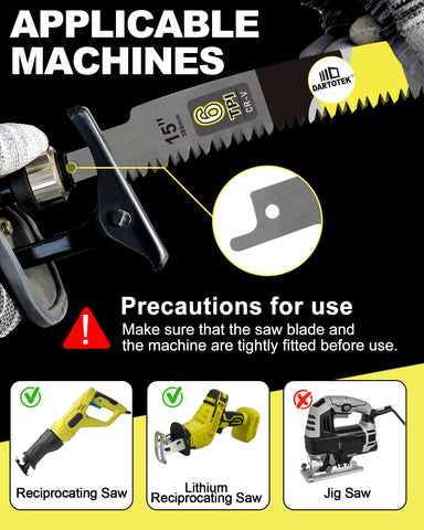 DARTOTEK universal compatibility fits most reciprocating saws