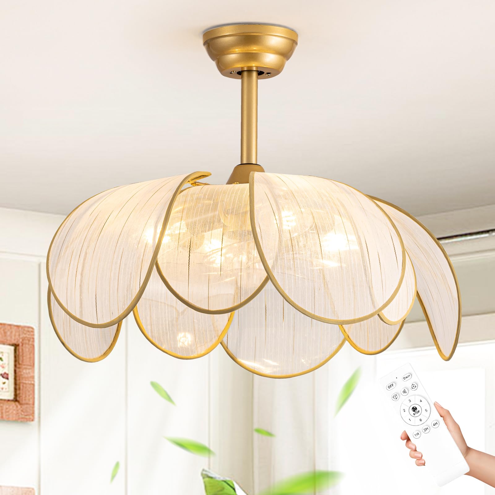 DARYEWO boho gold chandelier fan 6 speeds blends style with quiet cooling