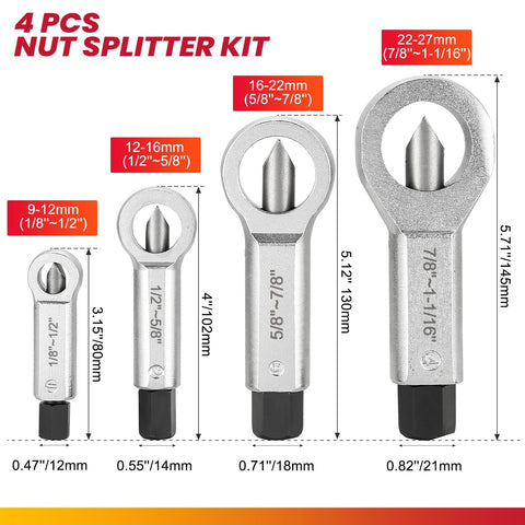 DASBET nut splitter bolt and blade for precise cutting on rusty nuts