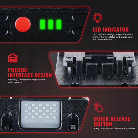 DASNITE BAT609 7Ah battery front view highlights capacity for extended runtime.