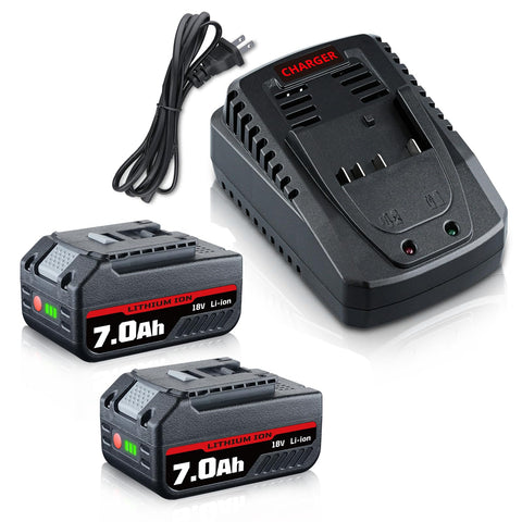 DASNITE BAT609 7Ah battery side view shows upgrade compatibility with Bosch 18V tools.
