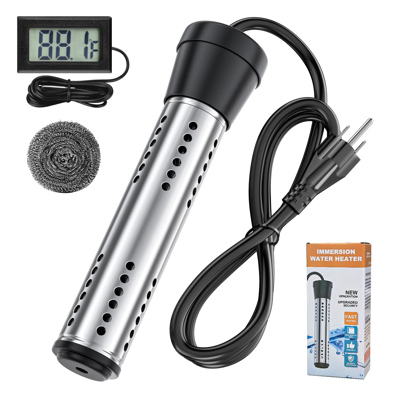 Dastminear 2000W immersion heater front view delivers quick hot water on the go