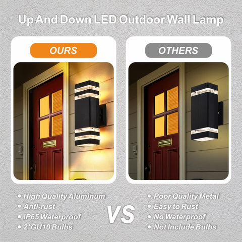 DASTOR 4-pack up-down wall lights illuminate patios with cozy 3000K warmth