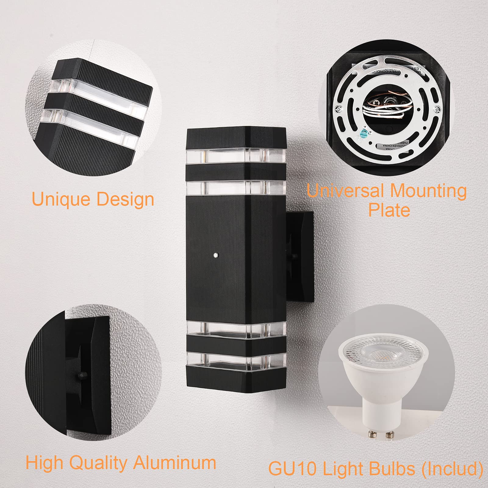 DASTOR black matte exterior wall light suited for porch and garage