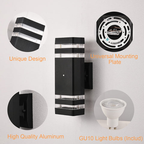 DASTOR black matte exterior wall light suited for porch and garage