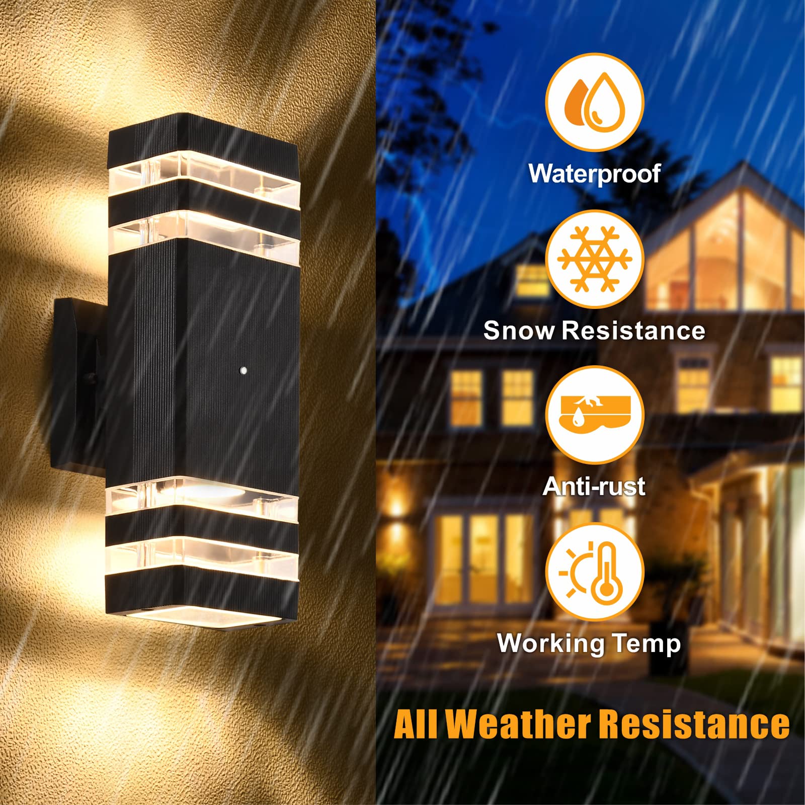 DASTOR dusk-to-dawn wall light up-down design for modern porch ambiance