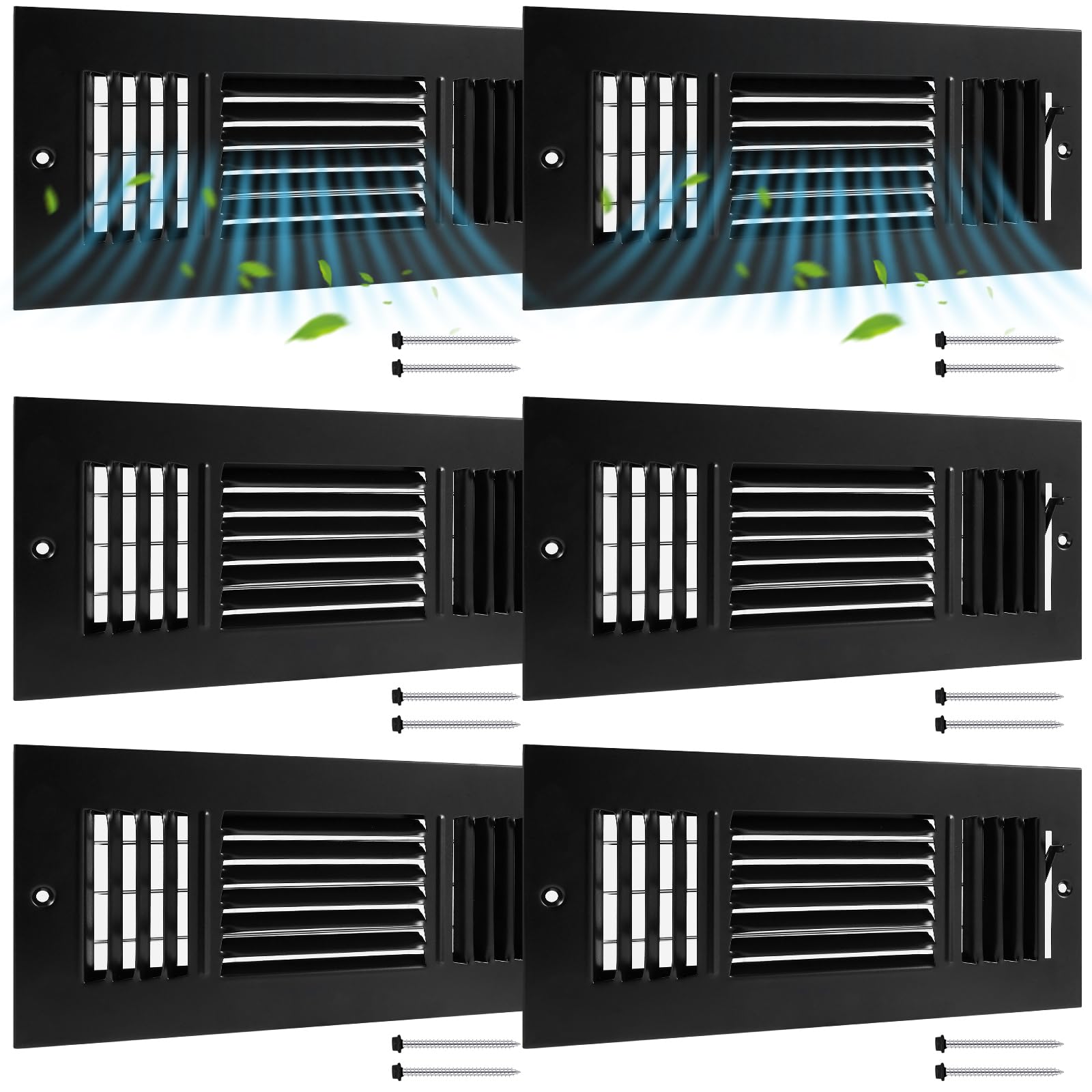 Datanly black 10x4 vent cover with 3-way airflow for ceiling installation.