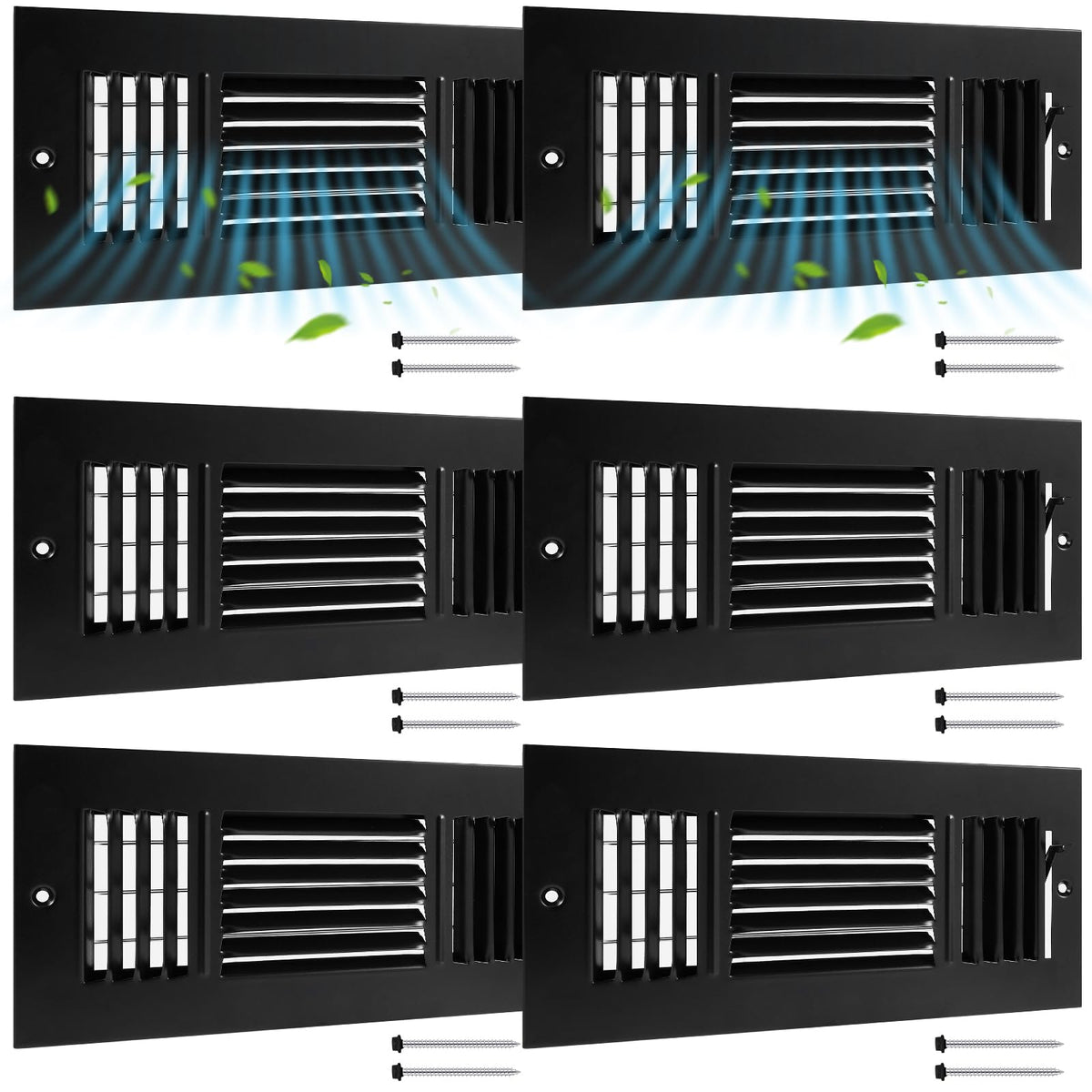 Datanly black 10x4 vent cover with 3-way airflow for ceiling installation.