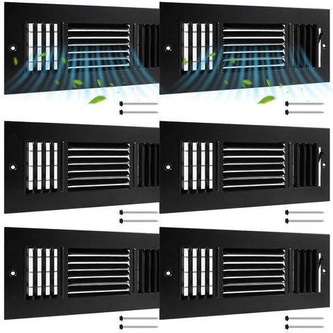 Datanly black 10x4 vent cover with 3-way airflow for ceiling installation.