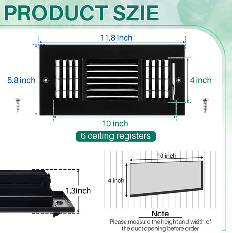 Datanly 3-way vent cover in black for floor or ceiling vent openings.