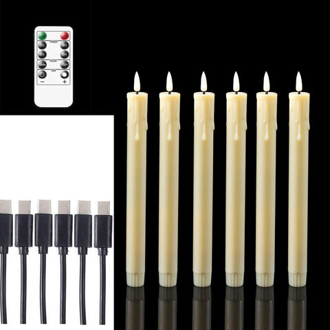 Datomarry beige taper candle with remote control for easy on/off and timer.