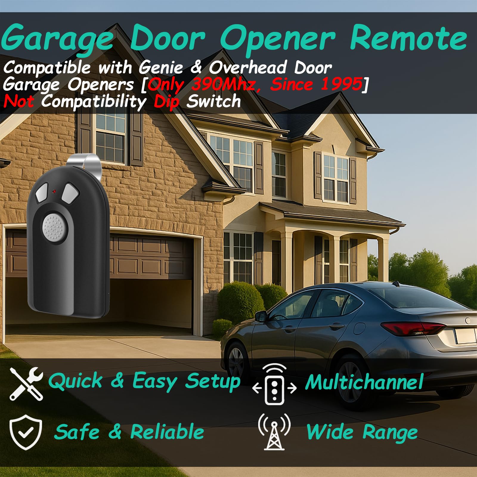 Datonten remote with battery included, ready to install for Intellicode openers.