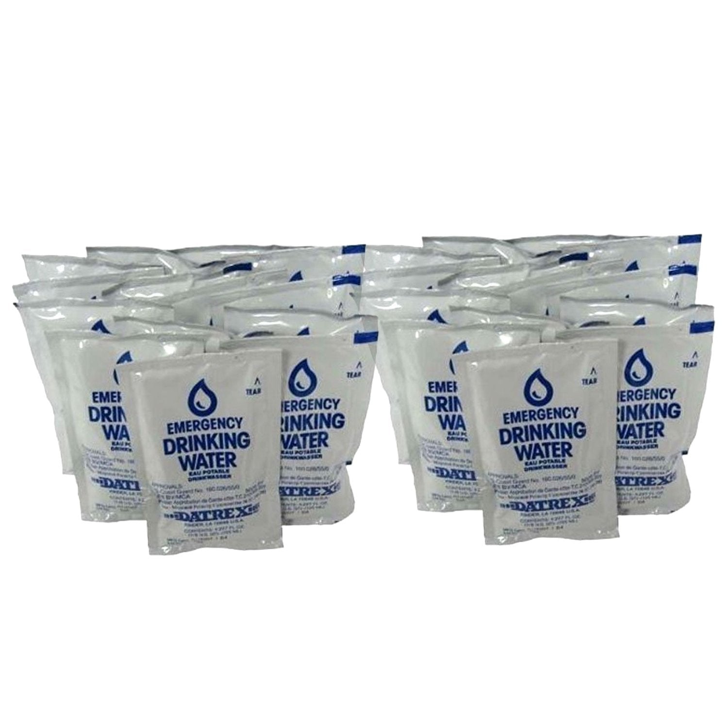 Datrex Emergency Water Packet — compact 3-day water supply for disaster kits.