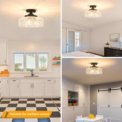 Daunton 12-inch glass shade diameter emphasizes the design feature.