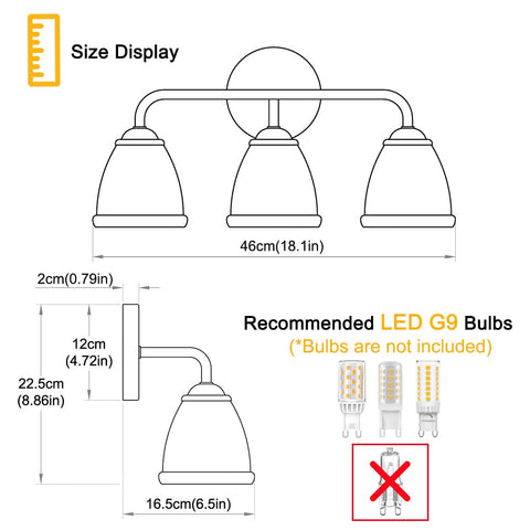 Daunton vanity light with heat resistant base for durable use