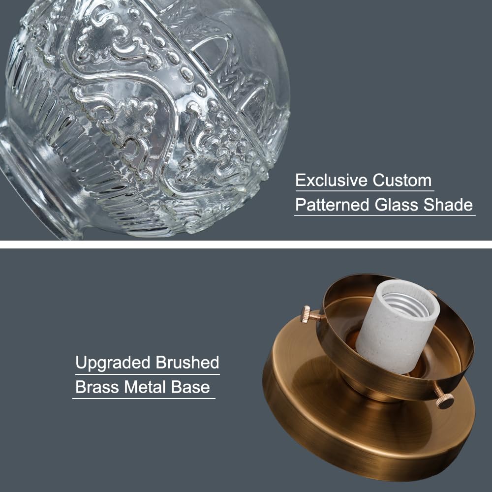 Daunton glass shade warm glow close-up.