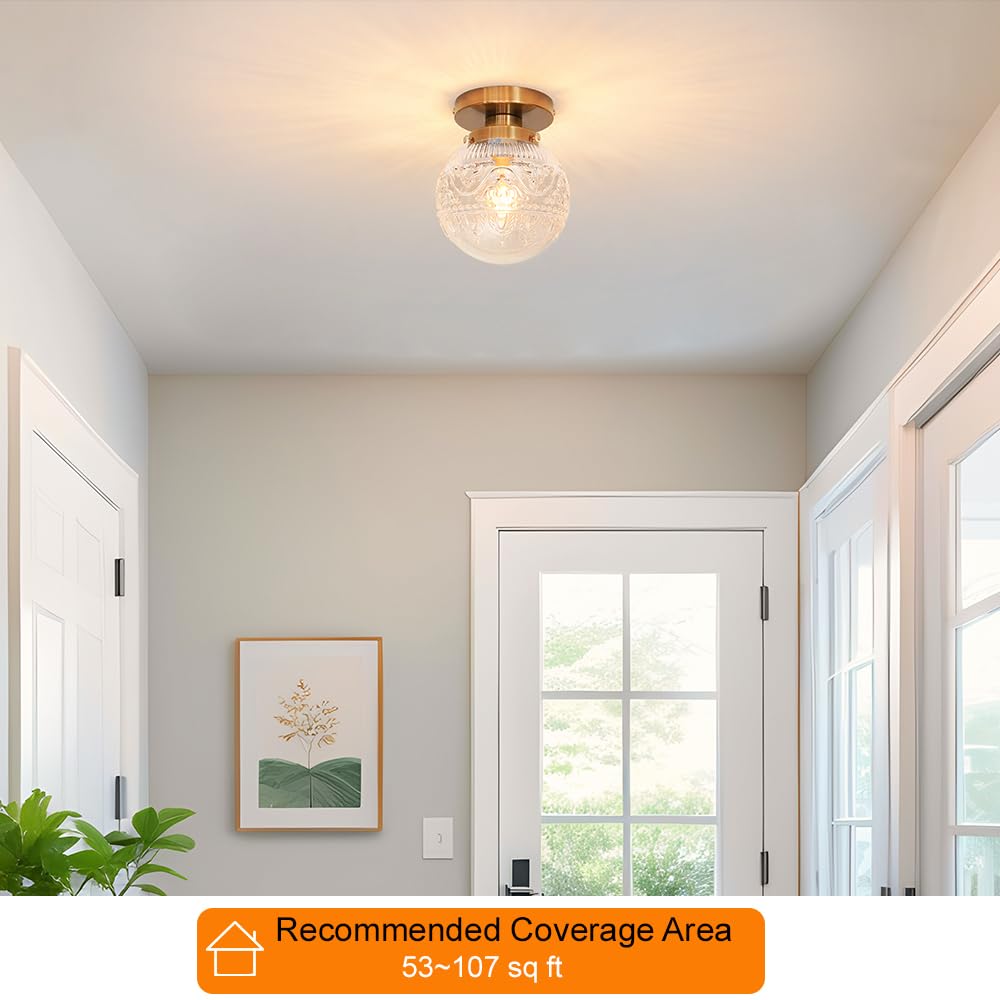 Daunton vintage brass base adds retro charm to hallways.