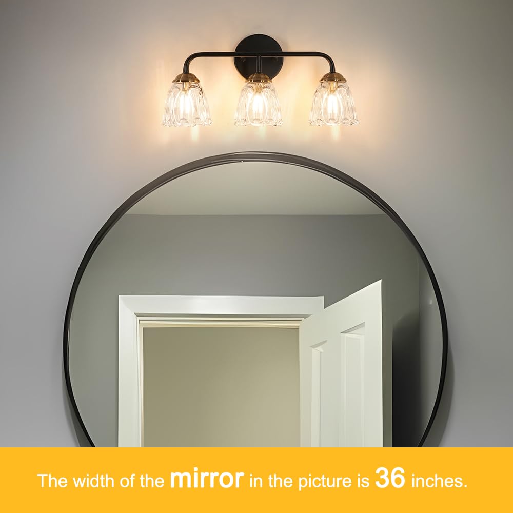 Daunton vintage 3-light vanity light positioned over a bathroom mirror
