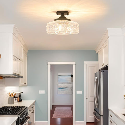 Daunton vintage matte black base complements entryways and hallways.