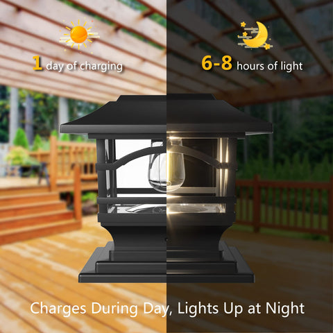 Davinci Lighting post cap for 6x6 wood bases enhances patio post visibility