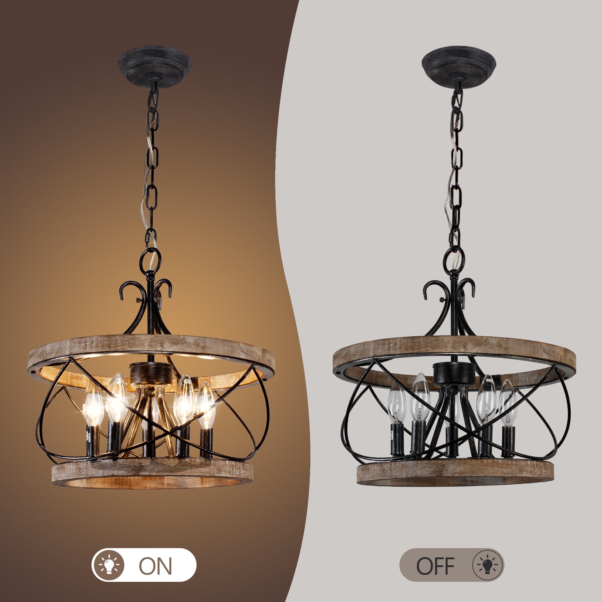 Dawn Whisper warranty-backed wood drum chandelier details