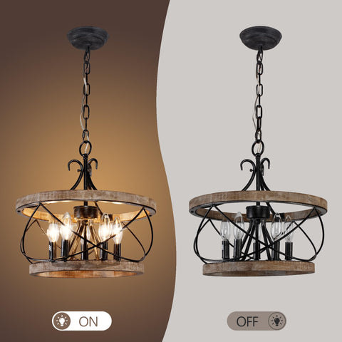 Dawn Whisper warranty-backed wood drum chandelier details