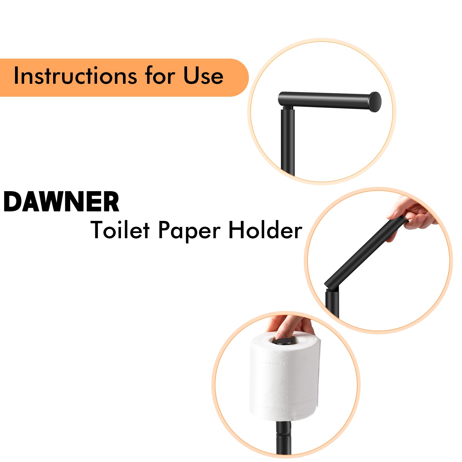 DAWNER stores-multiple-rolls for uninterrupted bathroom access.