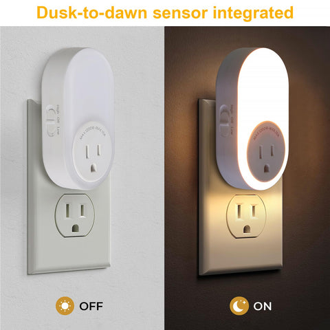 Dawnrise dimmable night light shows two brightness levels: 20 lm and 5 lm.