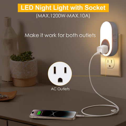 Dawnrise night light at wall outlet emitting cool white 4000K for bright task lighting.