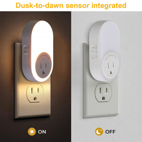 Dawnrise plug-in design preserves outlet availability while providing dimmable illumination