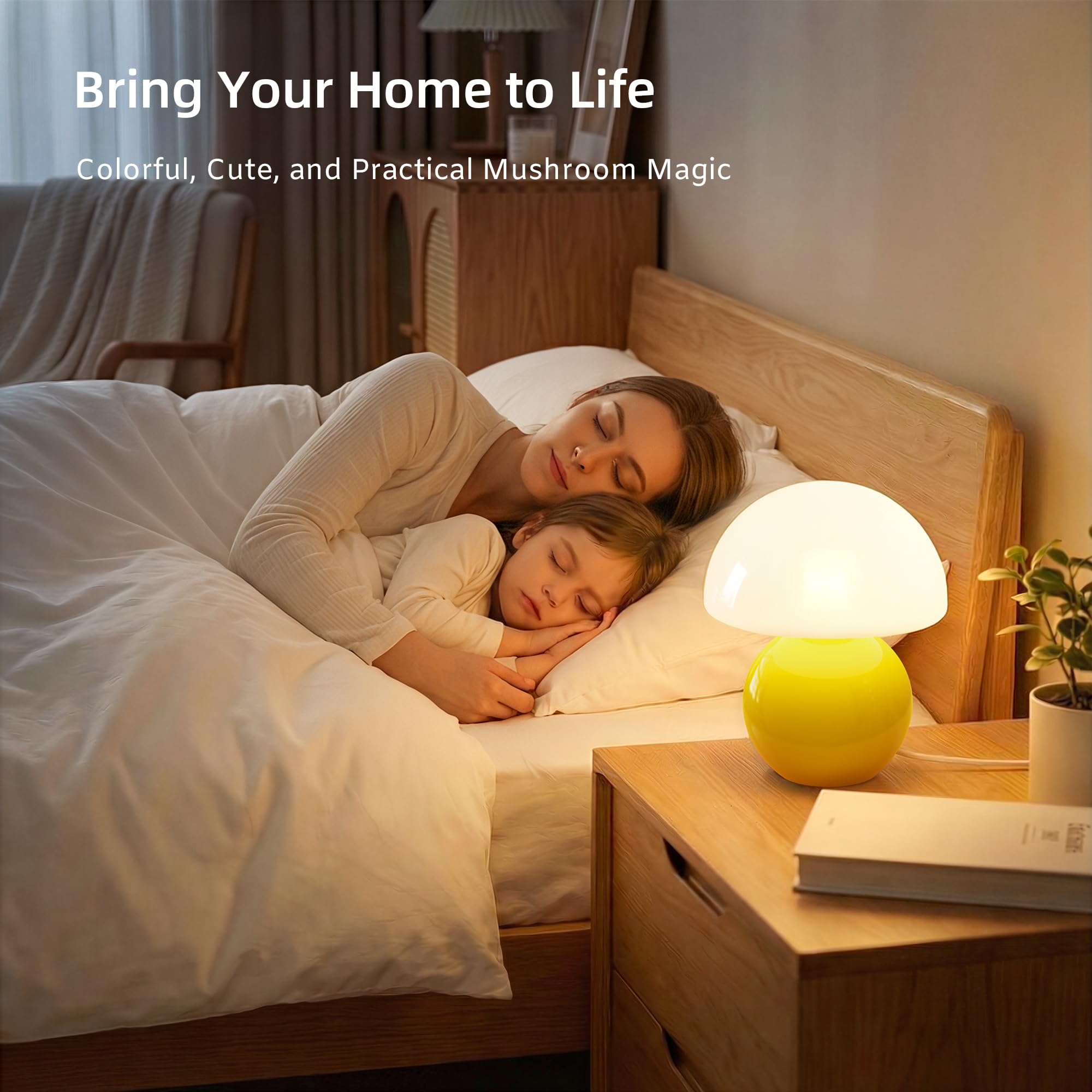 Dawnwake bedside lamp hand-blown glass details add unique decor charm.