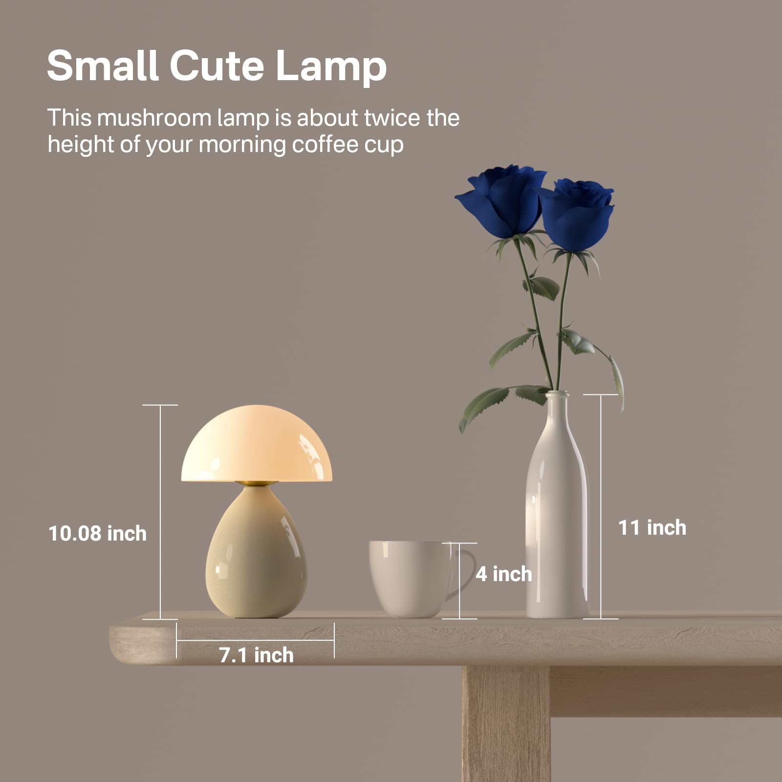 Dawnwake mushroom lamp on a sideboard enhances living room decor with subtle lighting.